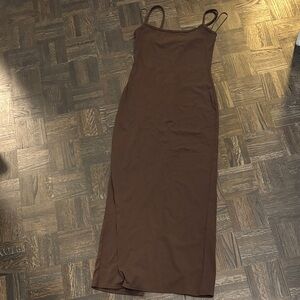 GARAGE Brown Spaghetti Strap Dress
